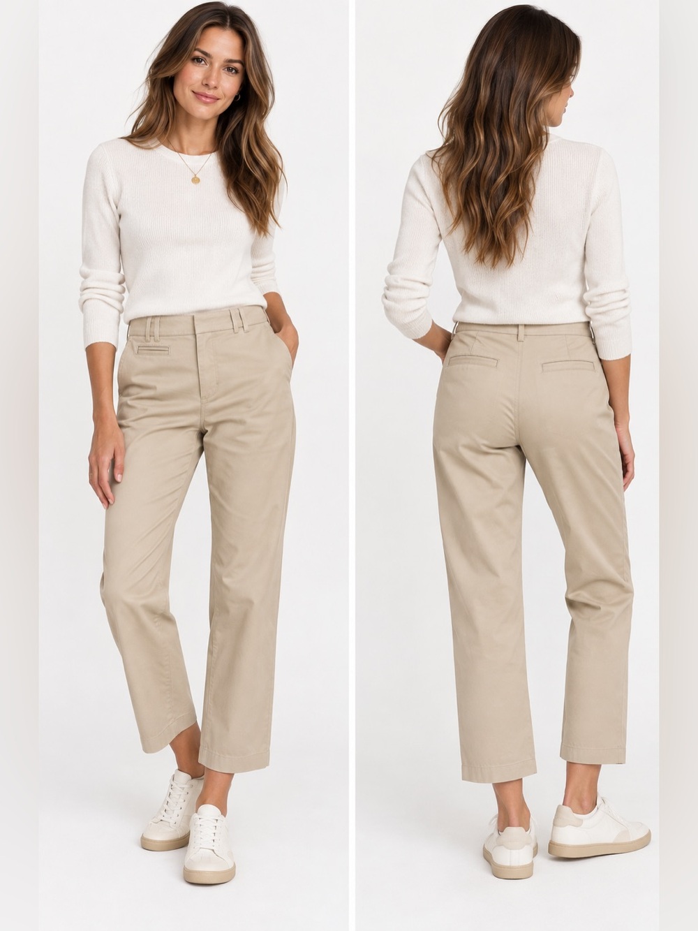 Banana Republic Classic High-Rise Straight cropped Chino Pants in Khaki size 6